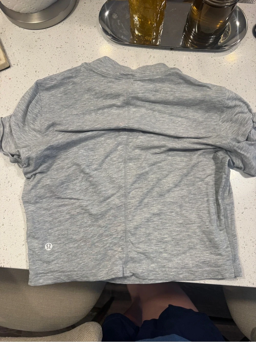 lululemon athletica Heather Gray Short Sleeve Mock Neck Top